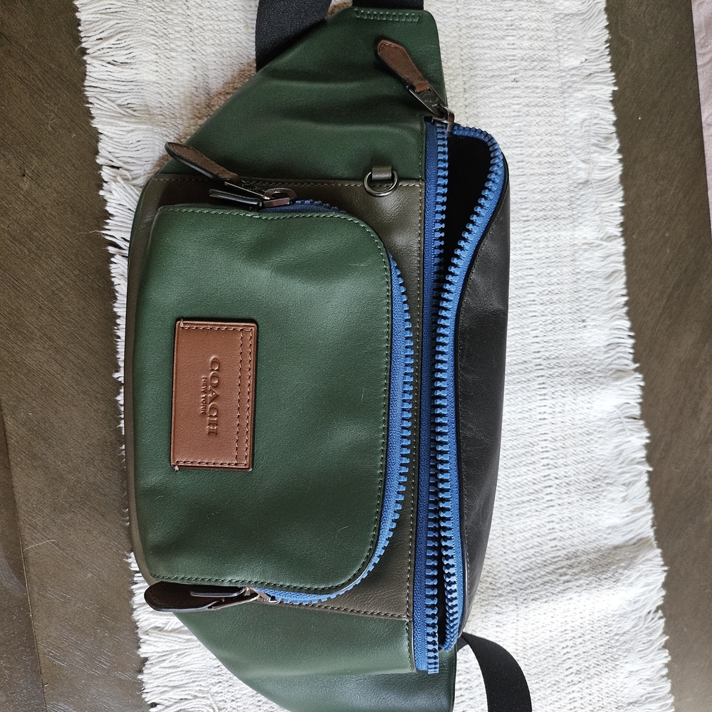 Coach Men's Green/Black/Blue Bum Bag - Picture 2 of 8